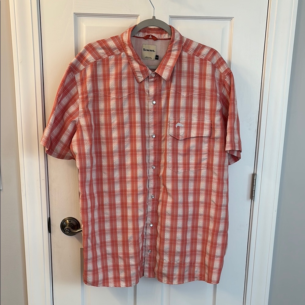Simms Coral Plaid Men's Shirt XXL